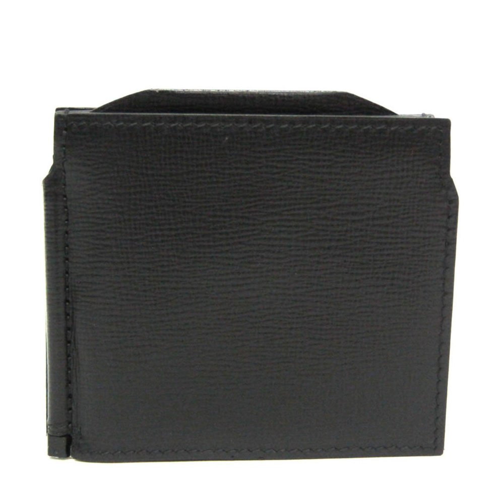 Valextra V0L54 Men's Leather Money Clip Black